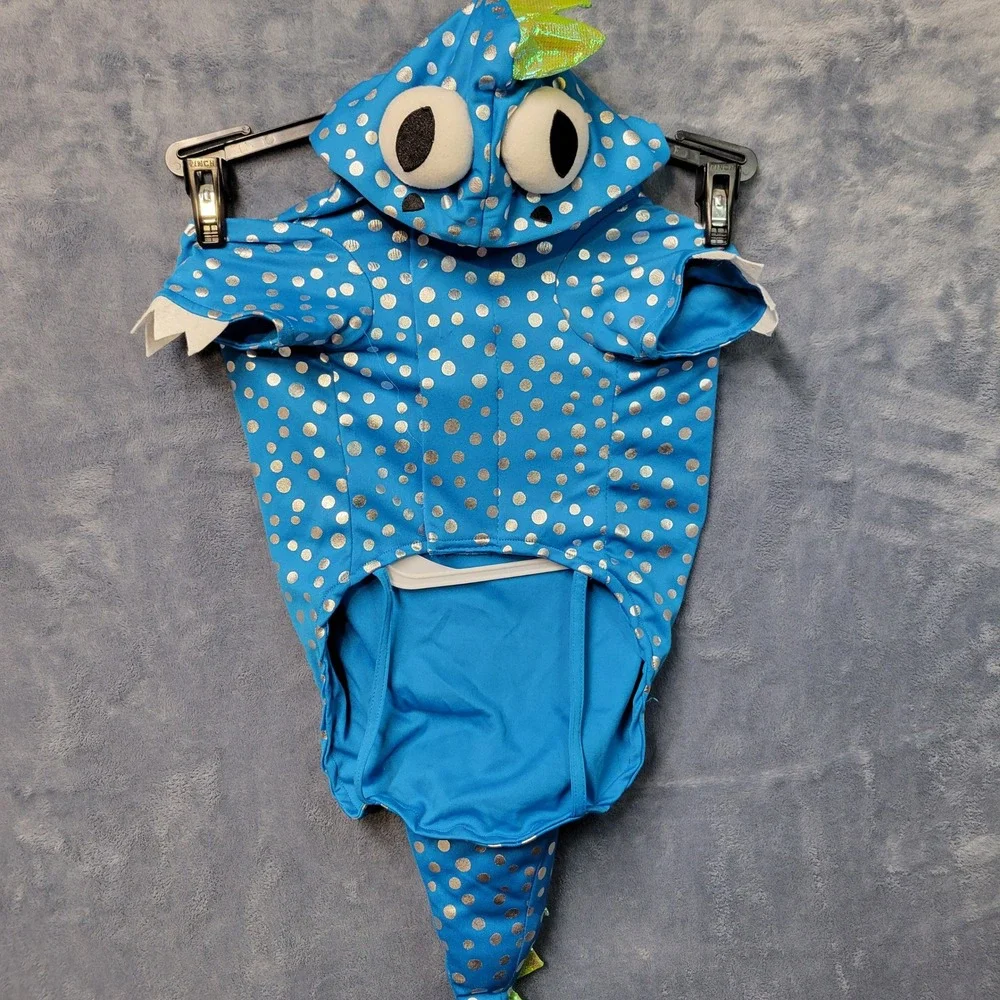 Martha Stewart Pets Dog Costume Blue Polka Dot Dinosaur Large